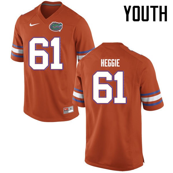 Florida Gators Youth #61 Brett Heggie College Football Jerseys Orange